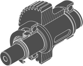 Welle mit aufgesetzten Maschinenelementen Technische Zeichnung von einer Welle mit aufgesetzten Maschinenelementen, Transparenter Hintergrund